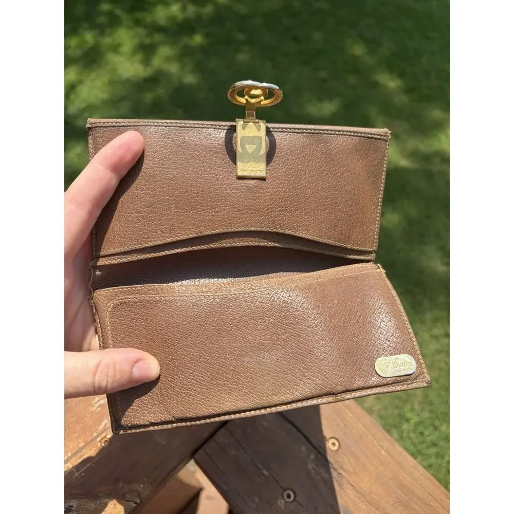 Vintage Gucci Wallet Project Piece GG Logo Leather Canvas Made In Italy